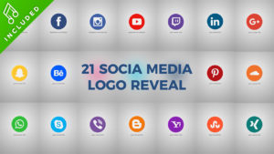 21 social media logo reveal after effects template