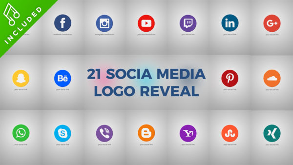 21 social media logo reveal after effects template